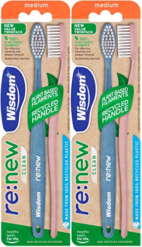 Wisdom re:New Clean Medium Twinpack x 2 (4 Brushes Total)