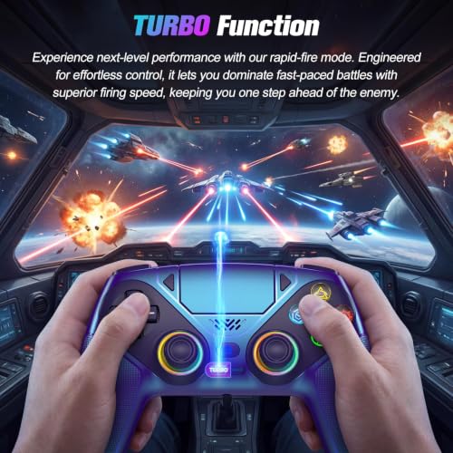 Image of Gamrombo RGB Wireless Controller for PS5 /PC - Bluetooth Gamepad with Turbo, Macro, Dual Vibration, 6-Axis Motion, 3.5mm Audio Jack & 1000mAh Battery