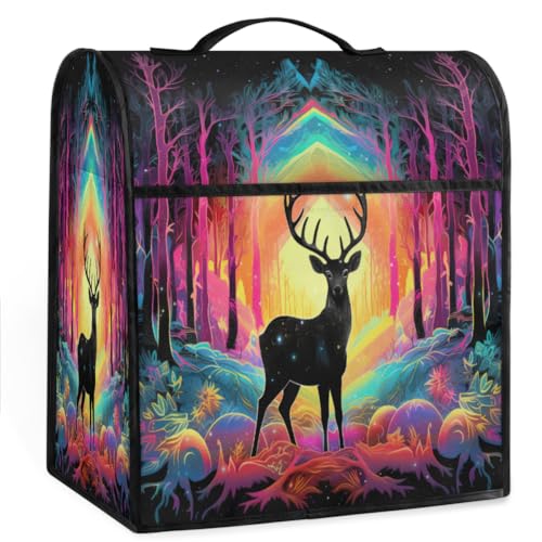 Coffee Maker Cover Neon Blacklight Deer Kitchen Appliance Covers Small Appliance Covers Blender Cover Juicer Cover Dust Covers for Kitchen Appliances with Top Handle and Pockets,Washable,C233