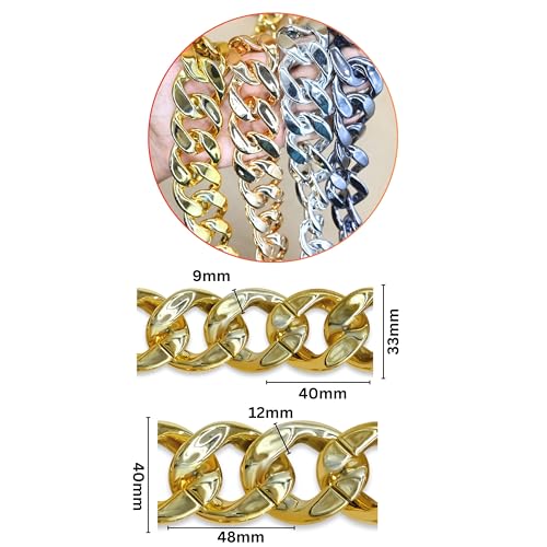 Image of SATRA TRADERS Metallic Acrylic Curb Chain | Size : 34mm | Qty : 1mtr | AC12 | Rosegold