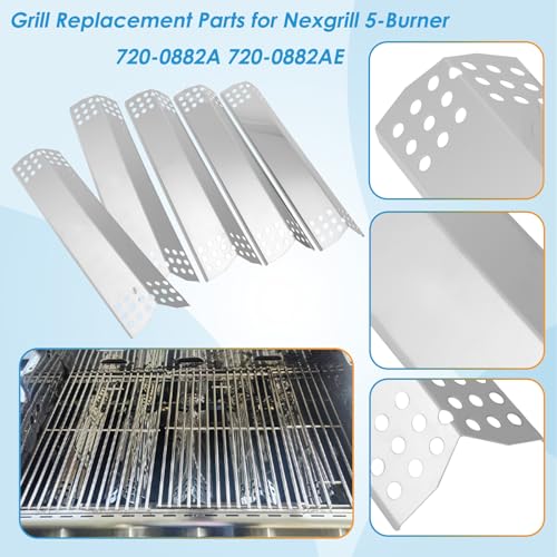 Image of Replacement Parts Kit for Nexgrill Evolution Infrared Plus 5-Burner 720-0882A 720-0882AE 730-0882 730-0882AE, Heat Shield and Burner Kit for Nexgrill Replacement Parts 5 Burner