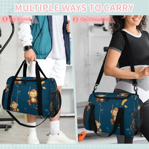 Monkey Banana Green Travel Duffel Bag Weekender Overnight Bags for Women Men Foldable Waterproof Tote Bag with Trolley Sleeve4