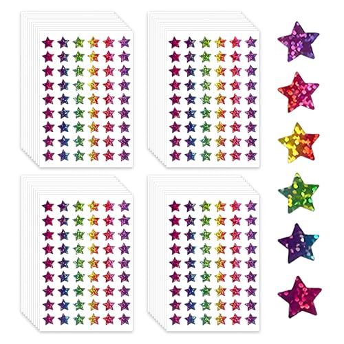 Ztolbriy Kit de 2160 Gommettes Étoiles Autocollantes - (40 Feuilles), 6 Couleurs Vives 15mm, pour Calendrier de l'Avent, Décorations de Noël, Bricolage...