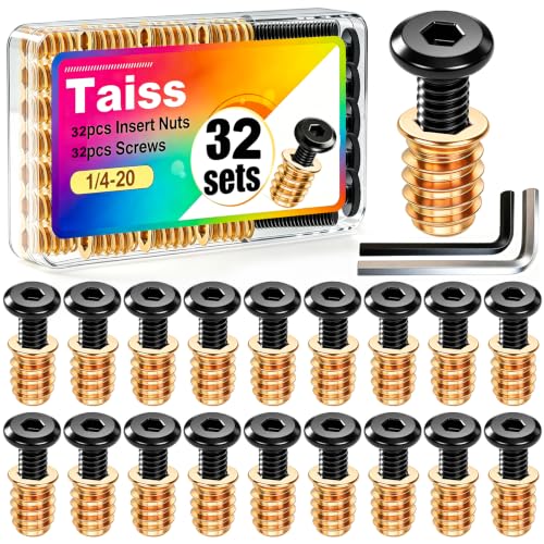 Taiss 64PCS Threaded Inserts for Wood Furniture Screws