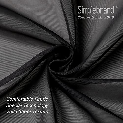 Image of Simplebrand Black Sheer Curtains 72 Inches Long 2 Panels for Living Room, Rod Pockets Airy Window Treatments Voile Sheer Black Curtains Panels Lightweight for Front Back Patio Glass Door, 42 inch Width