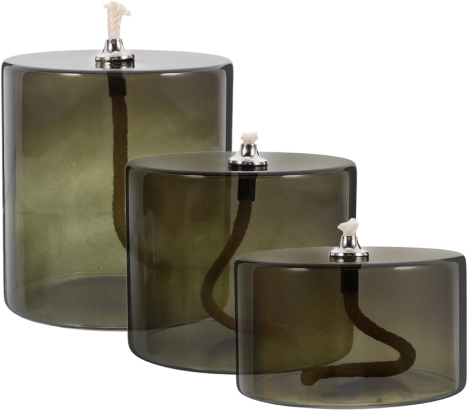 Luxshiny 3pcs Elegant Glass Oil Lamp Decorative Kerosene Oil Lights for Home Decor Emergency Lighting and Indoor Use Unique Glass Candle Holders