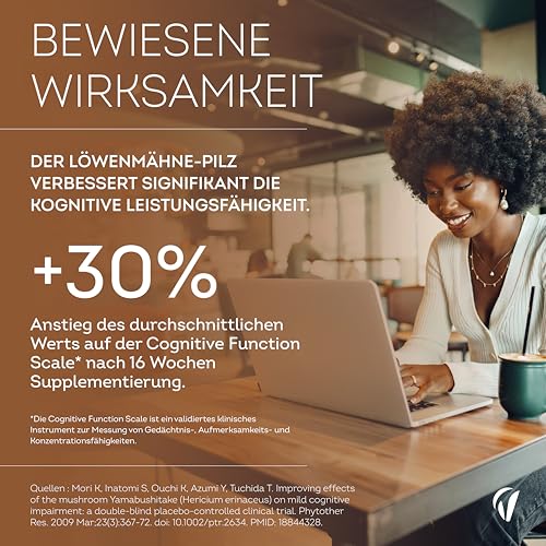 Lions Mane 2000 mg – Bio Hericium Erinaceus Extrakt 30:1 Mit +40% Beta Glucan – 180 Kapseln Löwenmähne (3 Monate) – Mit Bio-Schwarzem Pfeffer – Laborgeprüft – Vitavea