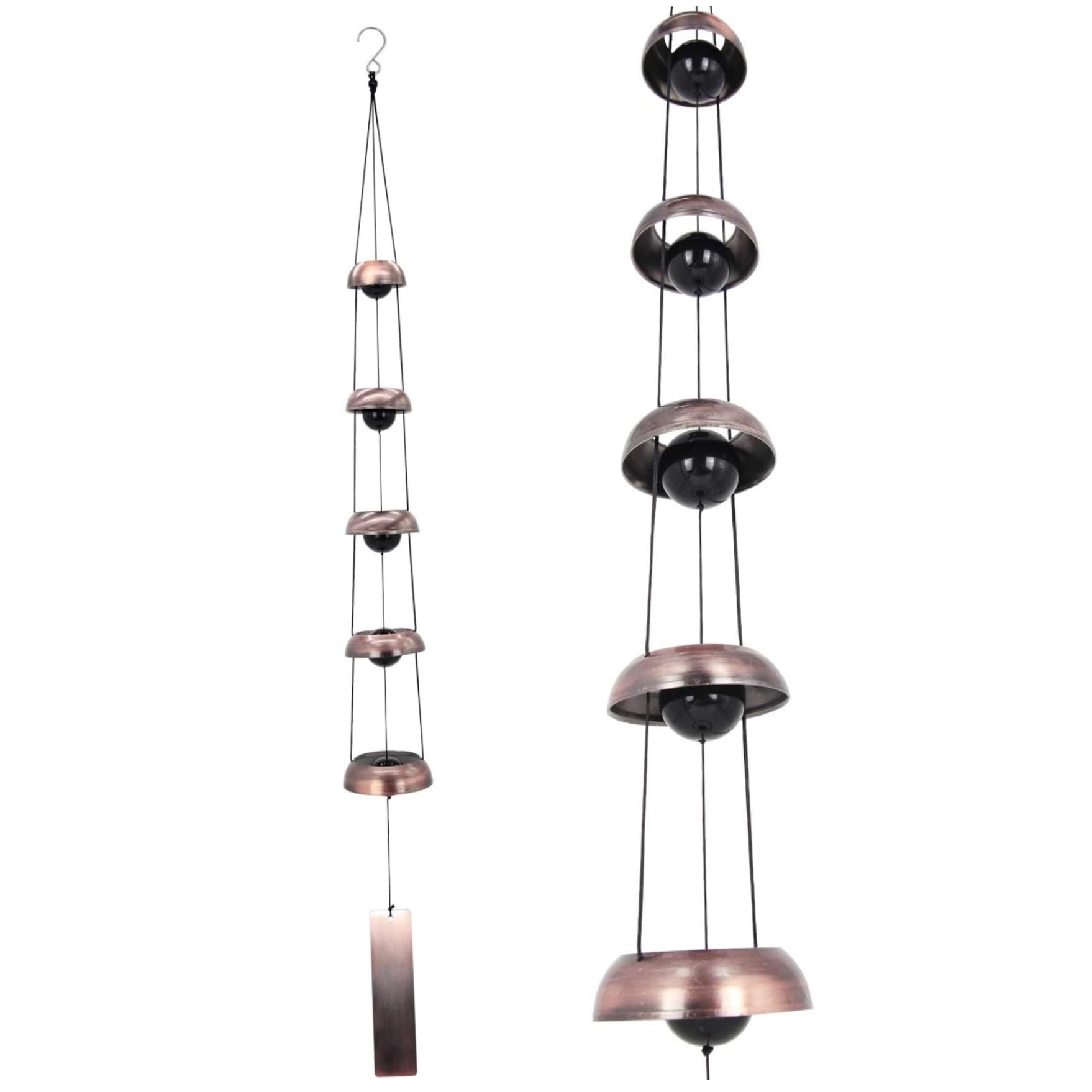 Carillon éolien en cuivre véritable avec 5 cloches ornementales de haute finition