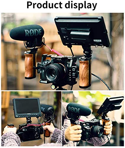 UURig 1/4\" Wood Handle Grip Left Right Compatible for Sony A6400 A6600 A7III Nikon Canon Panasonic Camera Cage, for iPhone/Smartphone Video Rig Video-graphy Accessories Mobile Filming Hold Bracket - Thumbnail 3