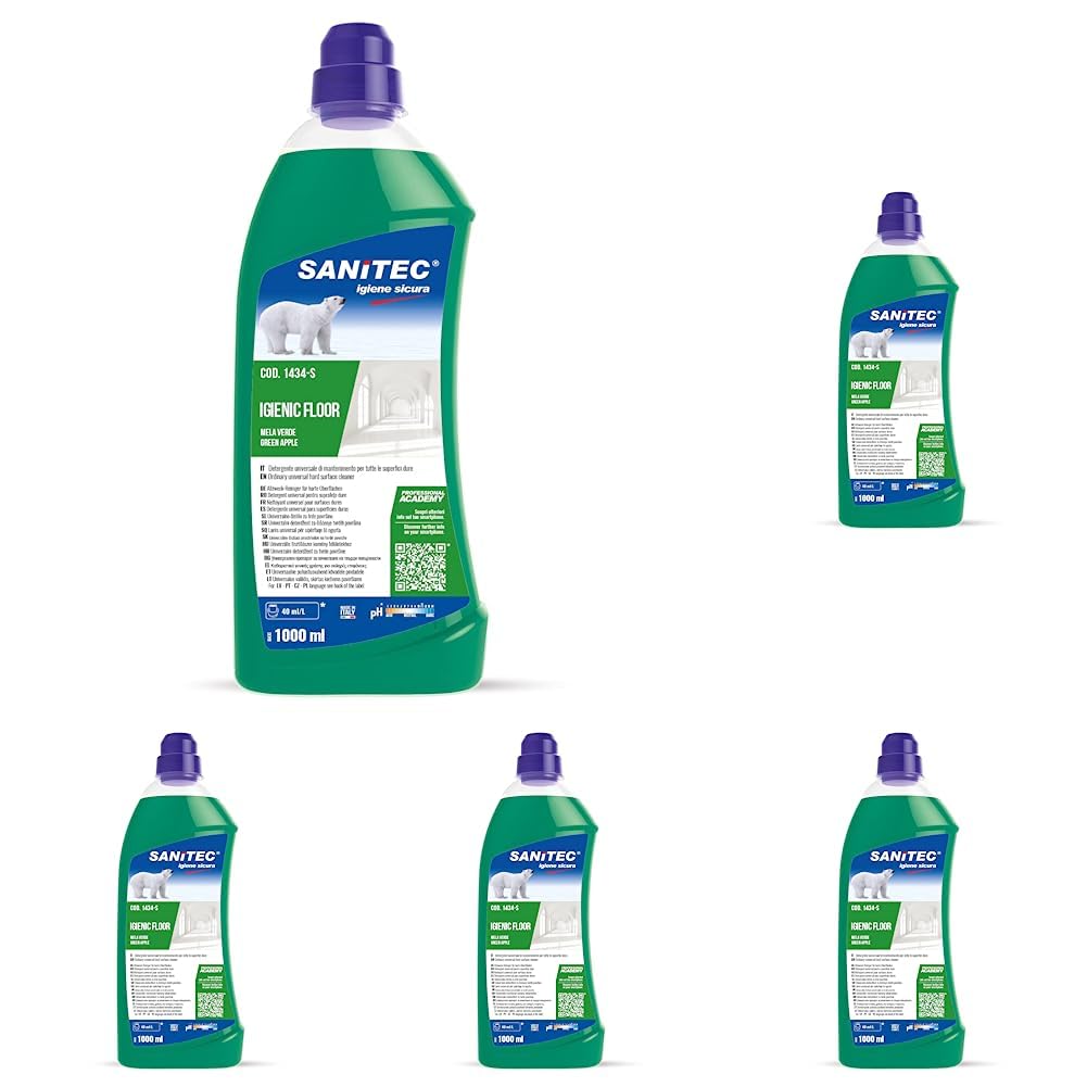  Sanitec Igienico per Piani da Lavoro Mele Verdi e Fragole, 1 L, Confezione di 5
| Sanitec Pulviscolo Igienico per Piani