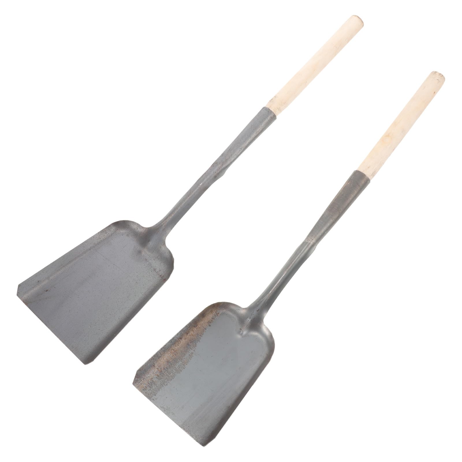 2 Stück Kamin Ascheschaufel aus Schwarzem Schmiedeeisen Metall Schaufel mit Langem Stiel Leicht und Bruchfest Kaminreinigung und Gartenofen Zubehör