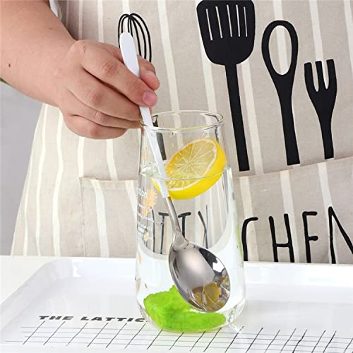 Image of Stainless Steel Dinner /Table Spoons, Silver Elliptical Head, Spoon Set, Length 21 cm, Set of 2, White