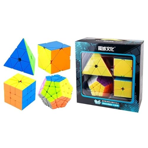 Box Cubo Mágico Moyu Megaminx + Pyraminx + Square-1 + Skewb Stickerless