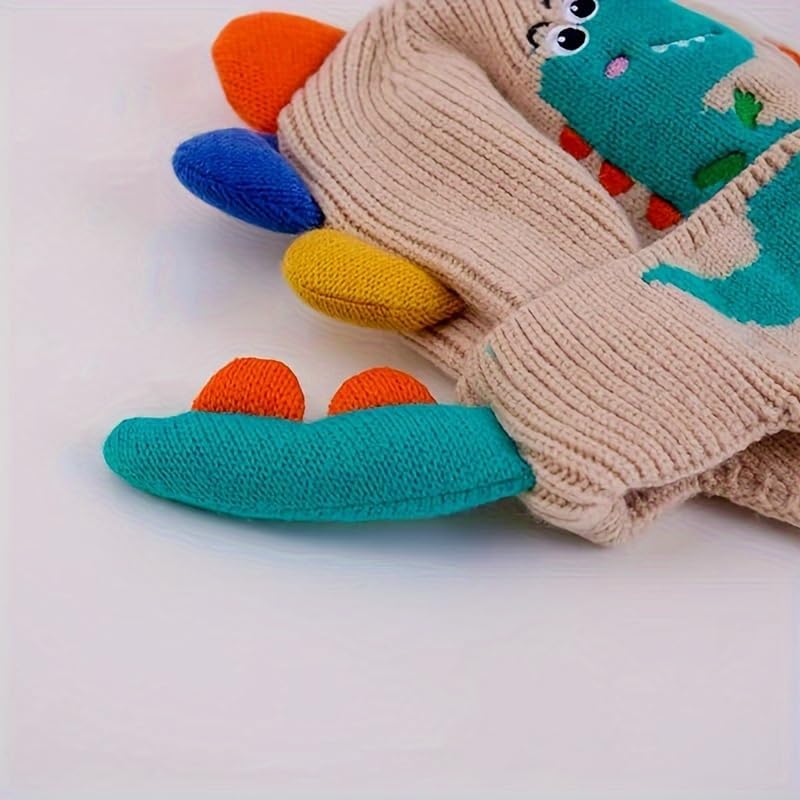 Children's Dinosaur Ear Protection Hat, Ear Beanie for Boys & Girls Unisex Dinosaur Winter Hat - Image 4