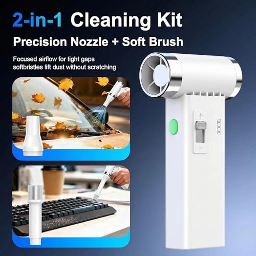 Image of Mini Ultra-Slim Electric Compressed Air Duster 150,000RPM Super Power, Rechargeable Cordless Air Duster, Powerful Airflow for Computer, Keyboard, Outdoor, House and Car