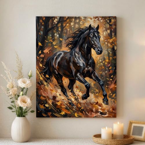 Cuadro de hojas de otoño negro arte en lienzo realista de alta fidelidad 40x50