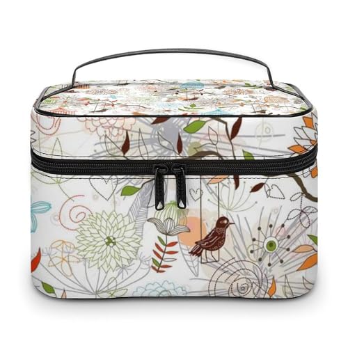 メイクボックス コスメ収納 大容量 鳥 鳥かご 花柄 化粧ポーチ 化粧品入れ メイク収納ケース 軽量 持ち運び アクセサリー 小物入れ おしゃれ 旅行 出張用 プレゼント