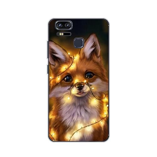 KARTXITAI Hülle Kompatibel mit ASUS ZenFone Zoom S ZE553KL, Stoßfeste Schutzhülle mit Weiche Silikon Bumper Hülle Handyhülle Anti-Kratzt Transparent Rückseite - Rotfuchs