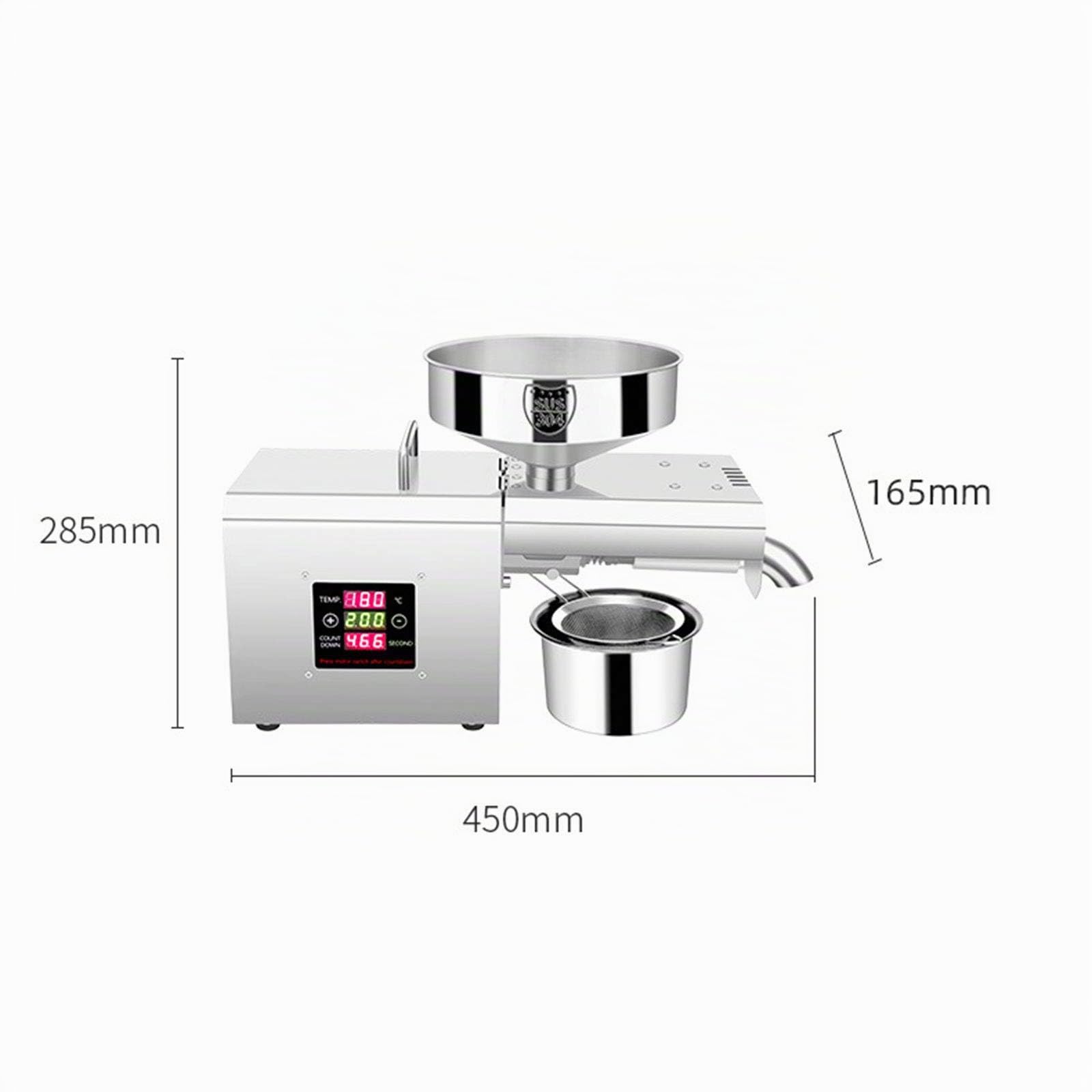 Estrattore di olio di colza automatico in acciaio inox per arachidi, soia, colza, noci, sesamo, mandorle, temperatura regolabile, 1500 W