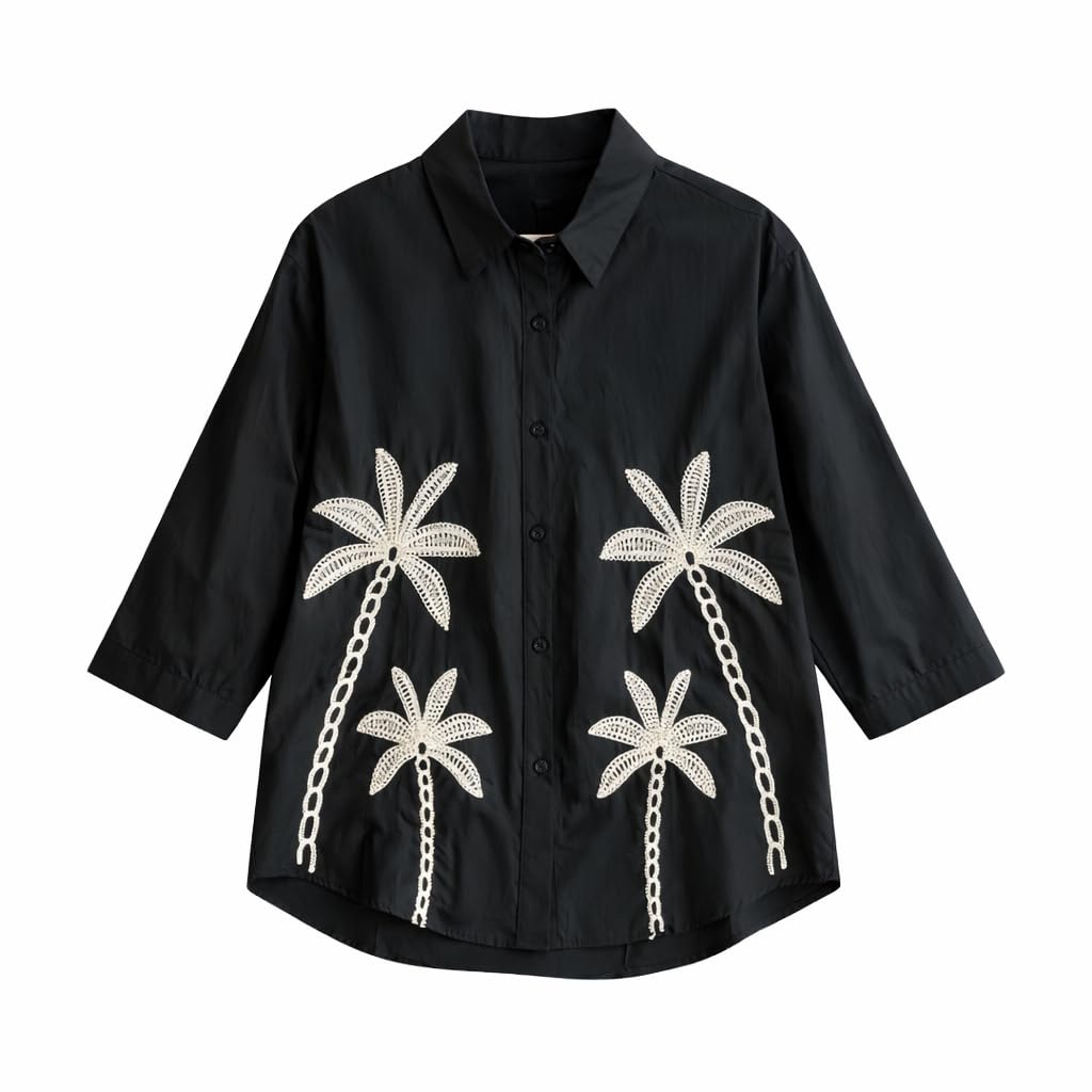 piludi Women Embroidered Oversized Fit Spread Collar Stylish Women's Shirts & Dresses Solid Front Button Rayon Shirt-picture-21