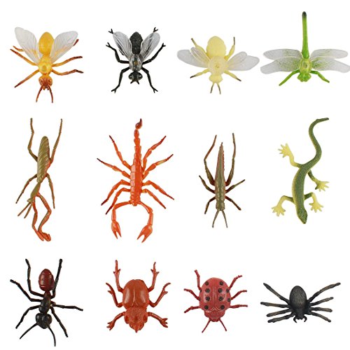 Larcele 12 Kinds Simulated Mini Plastic Animal Model Insects And Bugs Toy Figures For Kids Dwmx-01 (Insects And Bugs) #TOP7