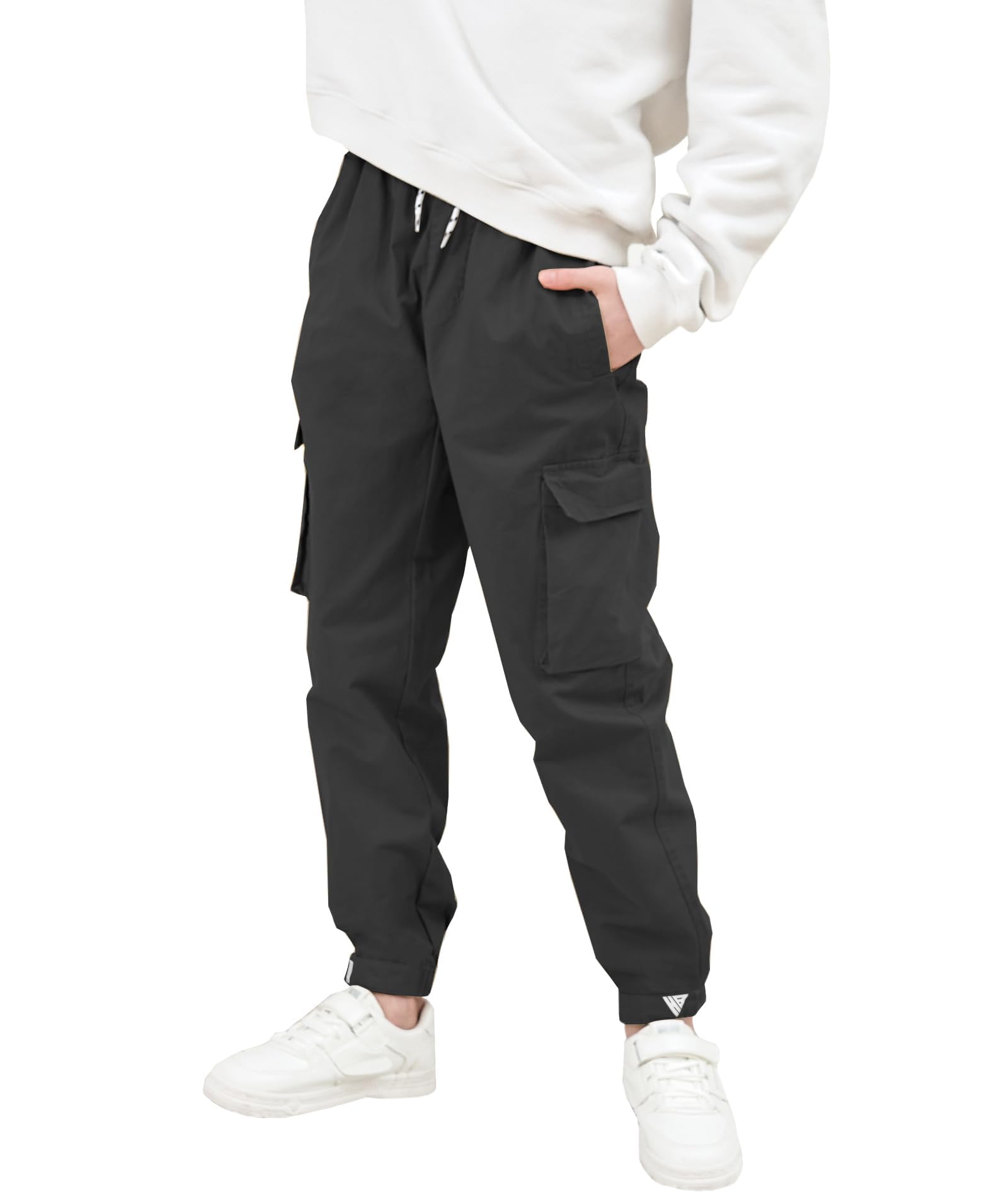 HIBETY Pantalones cargo de algodón para niños, UPF 50+, protección solar, pantalones de senderismo, pantalones de jogger transpirables para niños