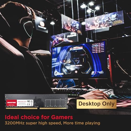 Image of 【DDR4 RAM】 Gigastone Desktop RAM 32GB DDR4 32GB DDR4-3200MHz PC4-25600 CL22 1.2V 288 Pin Unbuffered Non ECC UDIMM for PC Computer Desktop Memory Module (Desktop ONLY)