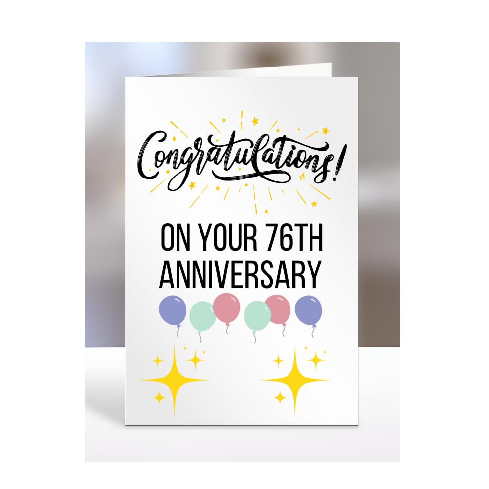 76th anniversary card, for him, wedding, couple, husband, her, wife, gifts for men, women, presents, couples, traditional, them, from, congratulations on your 76 years, A5-73_77