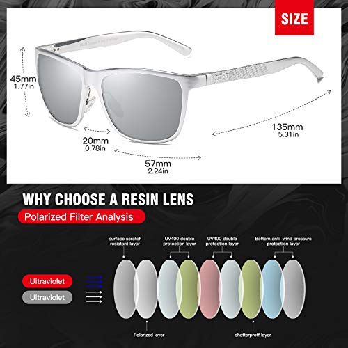 DUCO Men's Sports Polarized Al-Mg Metal Frame Sunglasses UV Protection Sunglasses for Men 82003