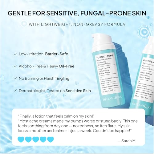 Image of BellamiLuxx Fungal Acne Treatment Lotion: Effective Face & Body Pimple Cream for Bumps, Clusters, Itch & Redness - Fungal Prone Skin Acne Treatment Moisturizer for Teens & Adults with Natural Actives