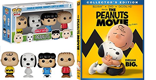 The Peanuts Movie - Blu Ray DVD Peanuts Pop! Minis Peanuts Charlie Brown, Snoopy, Lucy & Linus & Gang kid fun set animated figure bundle