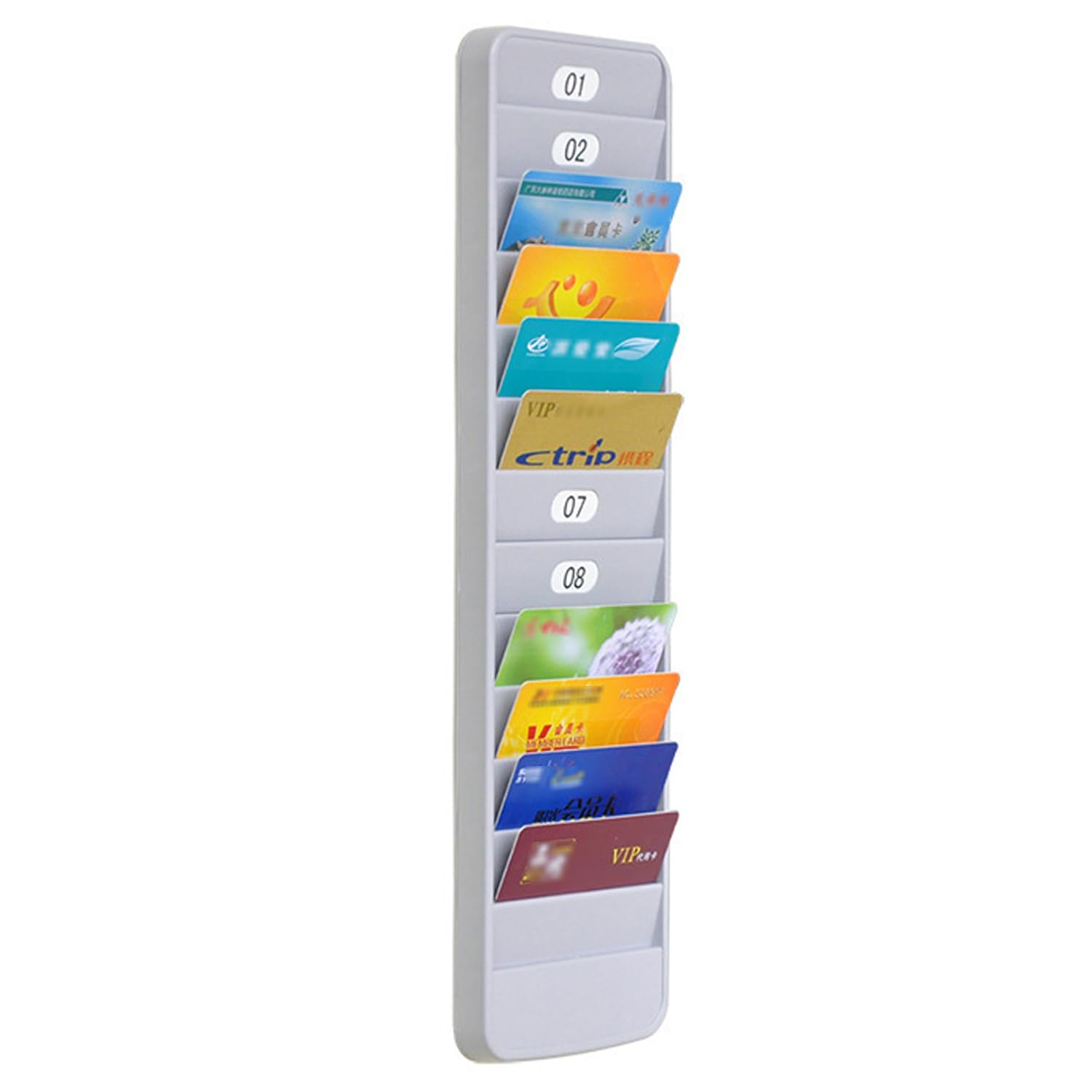 Porta Carte Di Credito a Parete, Portacarte a Muro, Supporto Da Parete per Carte Di Credito, Supporto Da Parete per Carte Dipendenti,12 Slot per Carte, Rimovibile, per Ufficio e Famiglia