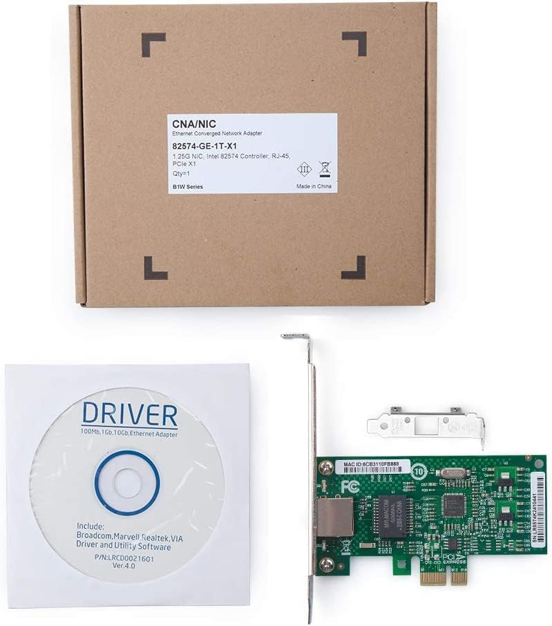 1Gb PCIE Network Card Intel 82574L - EXPI9301CT Chip, Gigabit Network Adapter Ethernet PCI Express 2.0 X1 Lane, Single RJ45 Port (NIC)for Windows Server, Linux, VMware ESX - ipolex