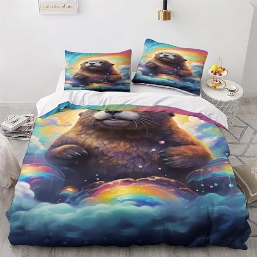 Parure de lit loutre 3D pour lit King en microfibre douce - 4