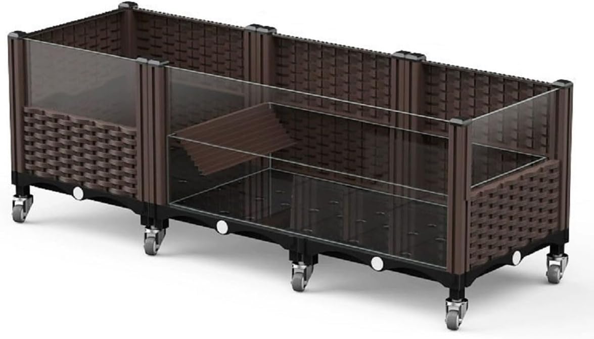 Large Tortoise Habitat Tank with Drainage & Glass Pool,Turtle Habitat Tank,Indoor/Outdoor Reptile Habitat,Aquatic & Terrestrial Turtle Terrarium with Wheels,Ideal for Pet Turtles,Reptile Enclosure
