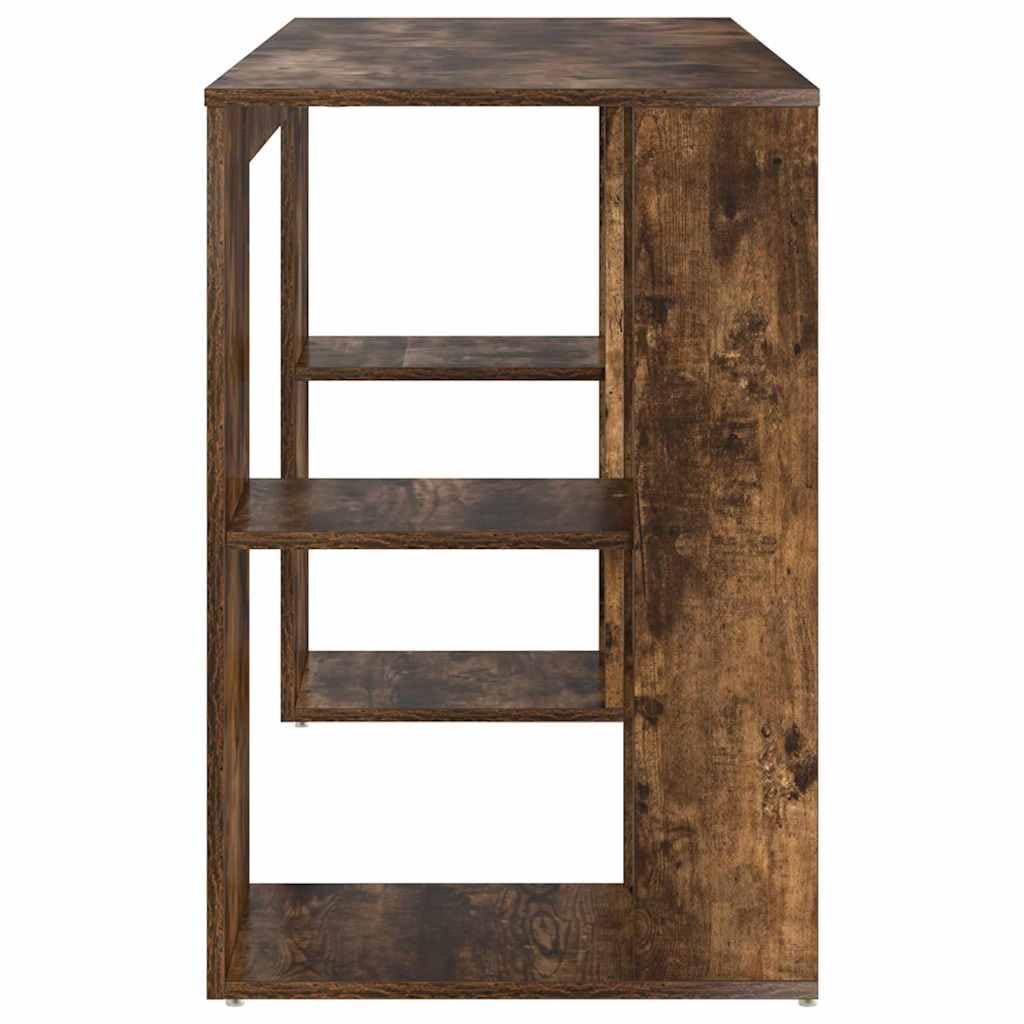 Schreibtisch Geräucherte Eiche 130x50,5x75 cm Holz 2 Regale Modern Robust PC Gaming Büro Home Living Jugend
