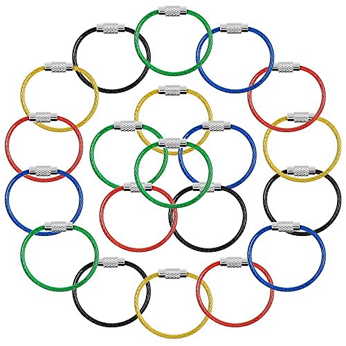 15cm Draht Schlüsselanhänger, Edelstahl Schlüsselanhänger Senhai 2mm Kabelschleifen Edelstahl-Zahnrad für hängende Gepäck Tag,Spiraldraht Schlüssel Ring Schlüsselanhänger, 20Stück (Mehrfarbig) Cover