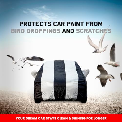 Image of Autofact Mahindra XUV 3xo Car Body Cover Triple-Stitched, Windproof with Buckle Belt, Elastic Hem, Uv Protection, Scratchproof & Dustproof, Soft Feather Fabric for All-Weather Protection (White)