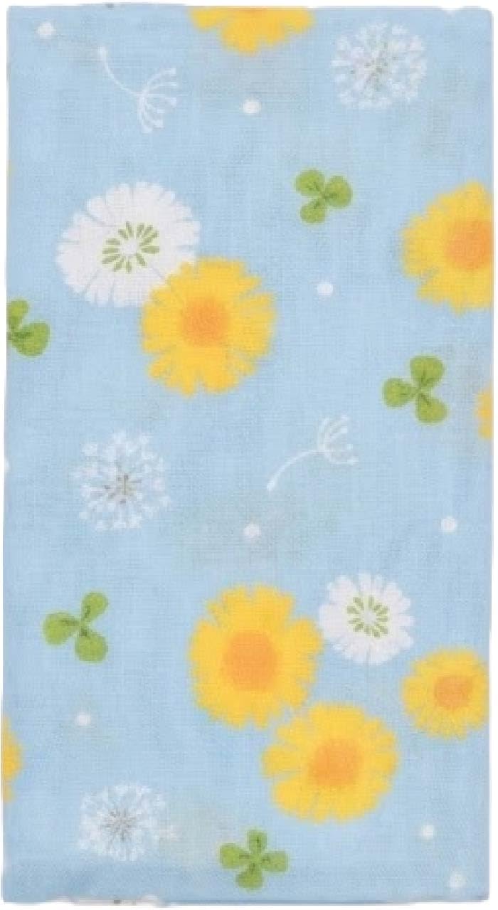 Neko Friend Dandelion Pattern Blue Japanese Gauze Tenugui Towel – Made In Japan (1, Medium)