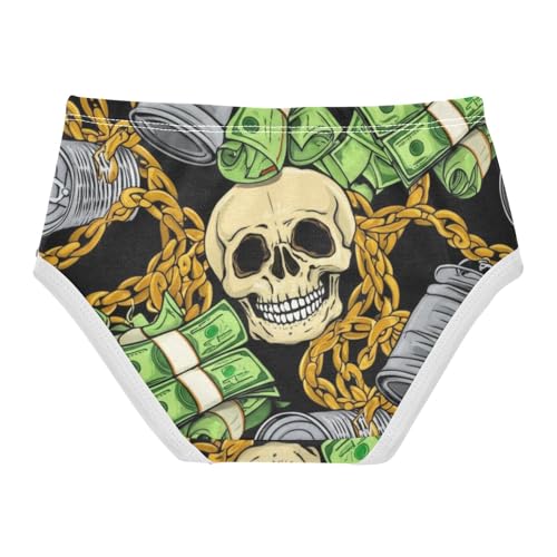 Beige Skulls Banknote Black Toddler Girls Underwear 2t Cotton Panties for Girl Pattern Briefs Kids Undies2