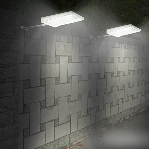 CREATIVE DESIGN 46 LED Solar Lights Outdoor with Mounting Pole, 4 Modes Solar Gutter Light Motion Sensor Light Wall Light for Patio, Barn,Porch,Garage,Stairs, Pack of 2