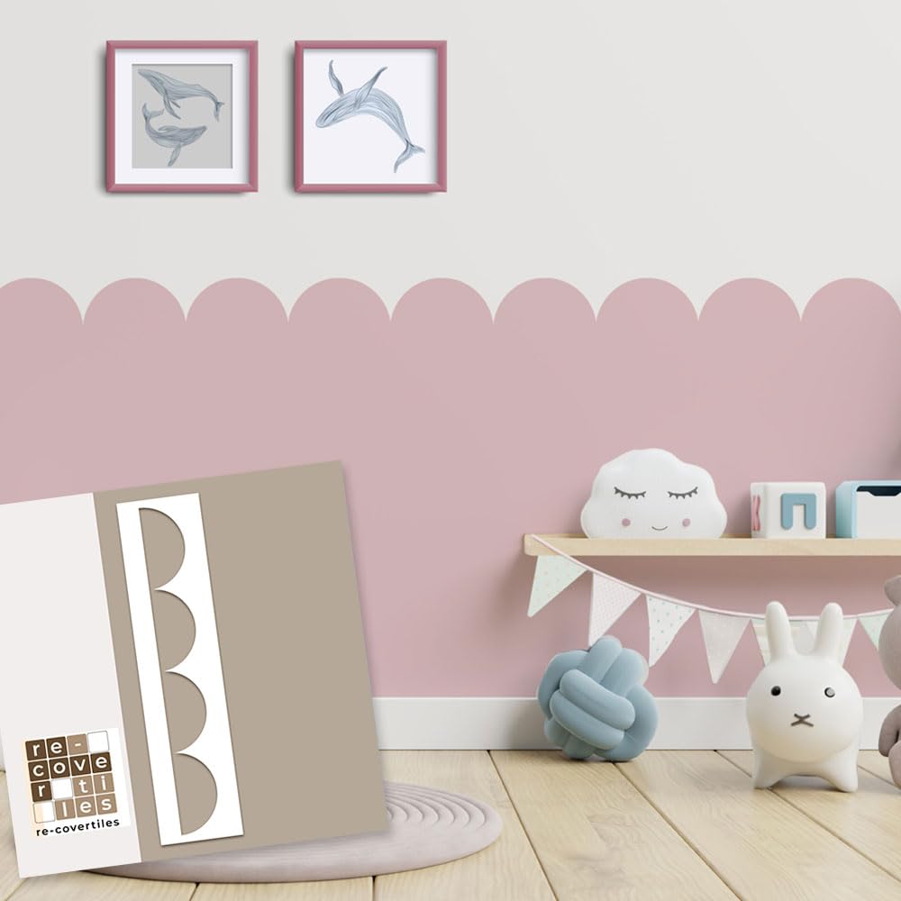 RE-COVERTILES - Stencil per Pittura e Decorazione | Flessibili Lavabili e Riutilizzabili | per Pareti, Pavimenti e Mobili | Decalcomanie | Carta da Parati | 60x25 cm