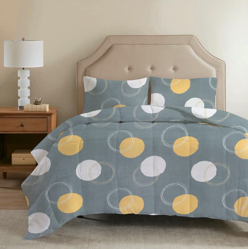 BSB HOME 220 GSM Microfiber Reversible AC Comforter/Blanket for Winter/Quilt/Duvets for King Size Double Bed (230"X250" cm, Grey & Yellow)