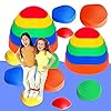 51smuktfgcl - 10 PCS Stepping Stones Balance Obstacle Course for Kids, Indoor Outdoor Sensory Play Equipment Helps Build Coordination and Stability, Non-Slip Textured Surface and Rubber Edging