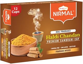 Shubhkart Premium Haldi Chandan Sambrani Dhoop Cup | Long Lasting Aroma for Prayer, Puja,& Meditation |Charcoal-Free Loban Burner Incense for Relaxation & Stress Relief |12 Cups