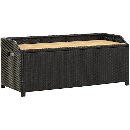 vidaXL Garden Storage Bench 47.2" Poly Rattan Black