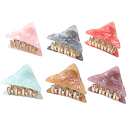 6 Pcs Acrylic Hair Claw Clips Small Triangle Hair Clip Grip Non Slip Hair Barrette Jaw Clamps Hair Accessories for Women and Girls