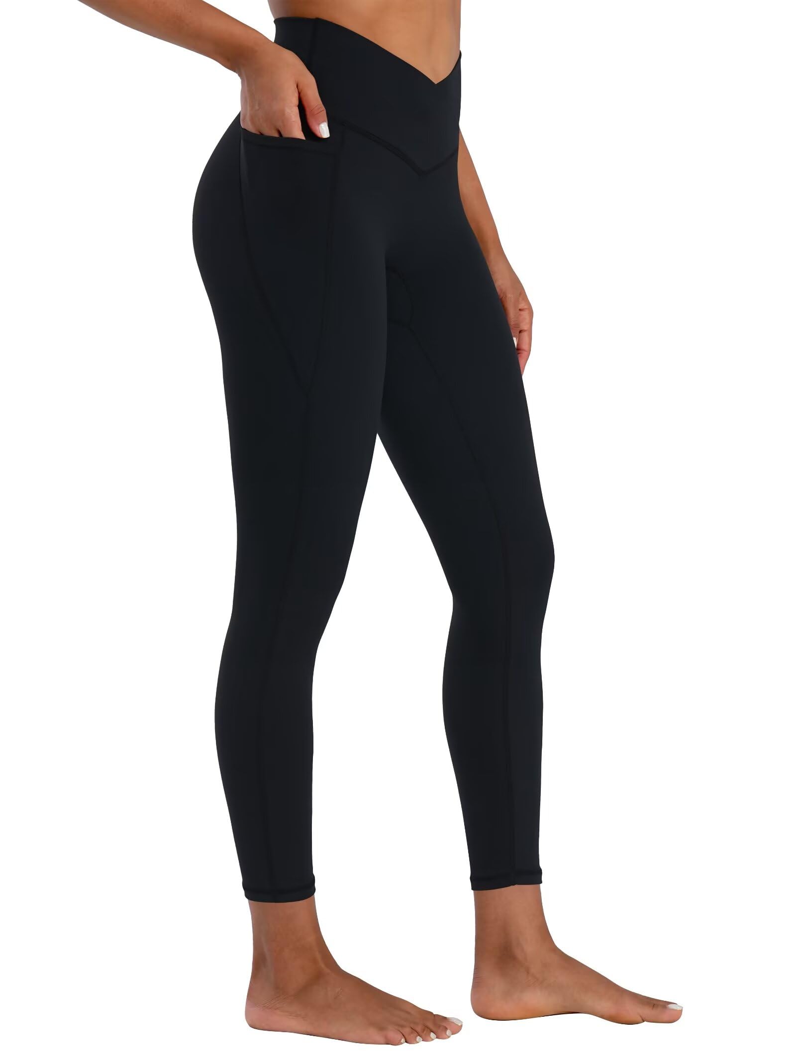Sunzel Butt Lifting Scrunch Leggings for Women with Pockets No Front Seam Crossover Workout Booty Yoga Pants Tummy Control