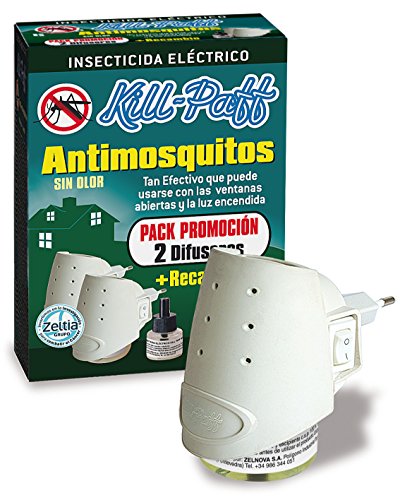 Kill Paff - Insecticida Eléctrico Antimosquitos Sin Olor 2 Difusores Eléctricos + 1 Recambio Cover