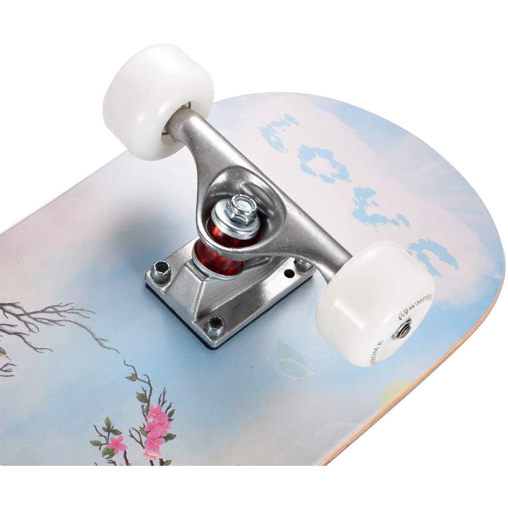 Planche À roulettes Professionnelle, 31 "Double Kick Concave Street Skateboard 8 Layer Alpine Hard Rock Maple Deck, Skateboard pour Adulte, Jeune, Enfant Et Débutant,D